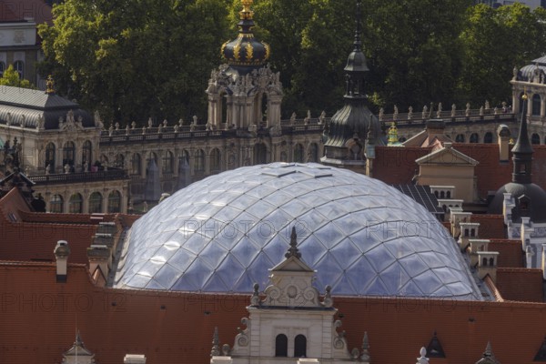 View from the lantern of the Church of Our Lady to the Residenzschloss and Zwinger, Dresden, Saxony, Germany