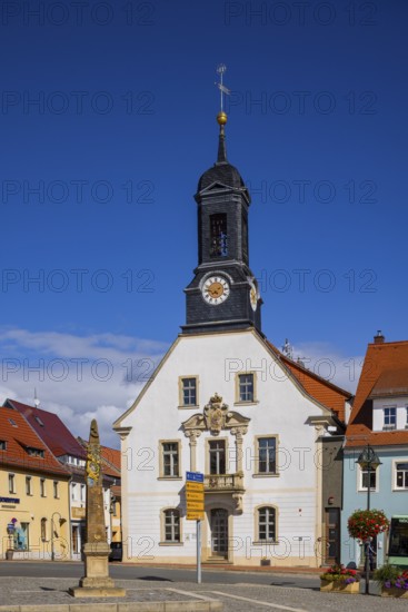 Market square with old town hall, Wilsdruff, Saxony, Germany