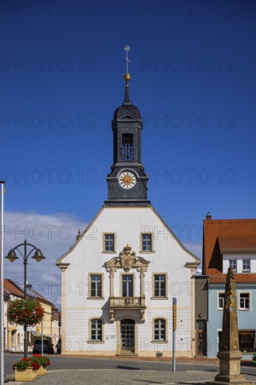 Market square with old town hall, Wilsdruff, Saxony, Germany