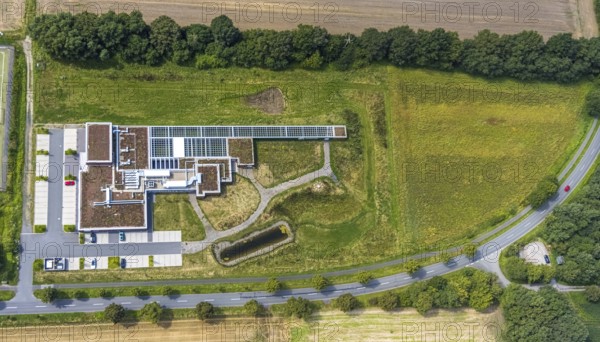 Aerial view, shooting centre Unna-Hamm in Overberge, Bergkamen, Ruhr area, North Rhine-Westphalia, Germany, DE, Europe, shapes and colours, aerial view, aerial photography, aerial photography, sports facility, overview, bird's-eye view, overview