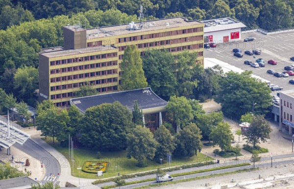 Aerial view, town hall in Schönhausen, Bergkamen, Ruhr area, North Rhine-Westphalia, Germany, authority, DE, Europe, aerial view, aerial photography, aerial photography, town hall, city administration, overview, bird's-eye view, overview