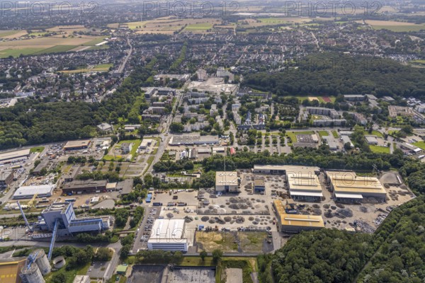 Aerial view, industrial area Neu-Monopol of the former Grimberg 1/2 mine in Bergkamen, Ruhr area, North Rhine-Westphalia, Germany, construction work, construction area, building site, building plots, construction project, construction site, Bergkamen, DE, Erich-Ollenhauer-Straße, Europe, aerial view, aerial photography, aerial photography, overview, bird's-eye view, colliery site, birds-eyes view, overview