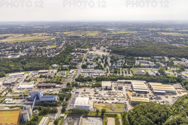Aerial view, industrial area Neu-Monopol of the former Grimberg 1/2 mine in Bergkamen, Ruhr area, North Rhine-Westphalia, Germany, construction work, construction area, building site, building plots, construction project, construction site, Bergkamen, DE, Erich-Ollenhauer-Straße, Europe, aerial view, aerial photography, aerial photography, overview, bird's-eye view, colliery site, birds-eyes view, overview