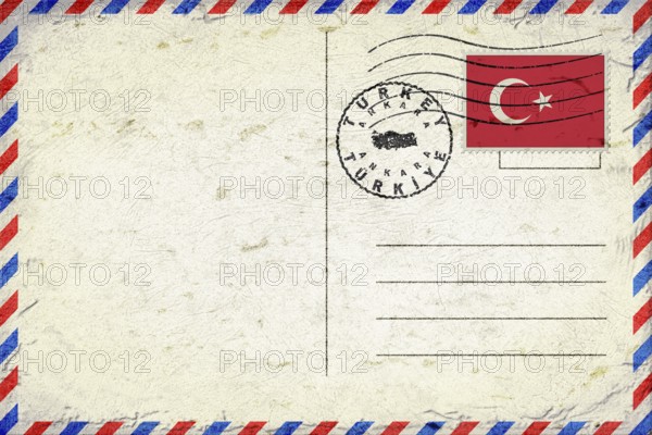 Turkey Ankara Vintage Air Mail Envelope with Flag and Postmark