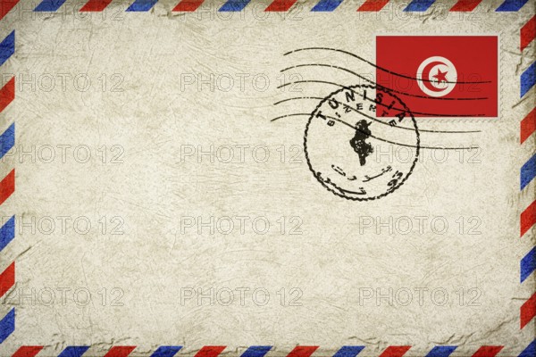 Tunisia Bizerte Vintage Air Mail Envelope with Flag and Postmark