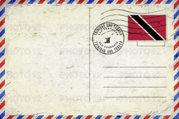 Trinidad and Tobago San Fernando Vintage Air Mail Envelope with Flag and Postmark
