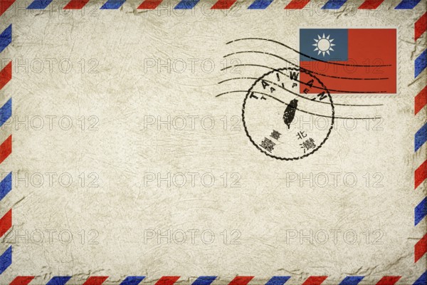 Taiwan flag Vintage Air Mail Envelope with Flag and Postmark
