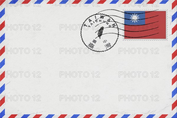 Taiwan Taichung Vintage Air Mail Envelope with Flag and Postmark