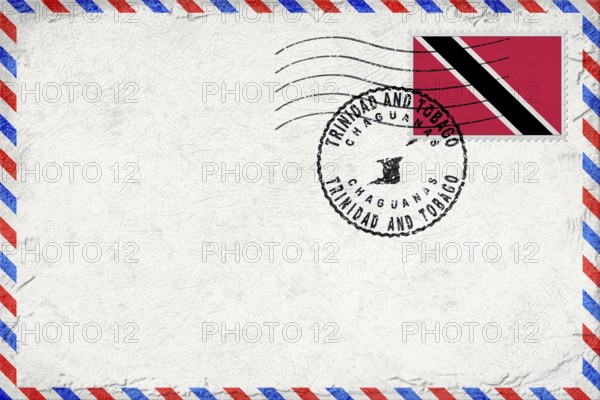 Trinidad and Tobago Chaguanas Vintage Air Mail Envelope with Flag and Postmark