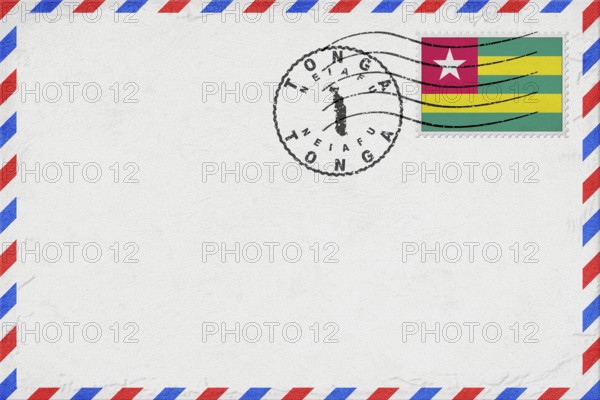 Togo Neiafu Vintage Air Mail Envelope with Flag and Postmark
