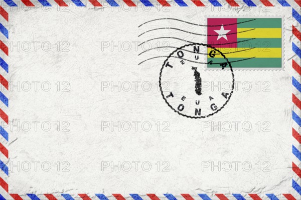 Togo Eua Vintage Air Mail Envelope with Flag and Postmark