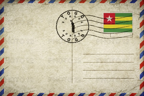 Togo Sokode Vintage Air Mail Envelope with Flag and Postmark