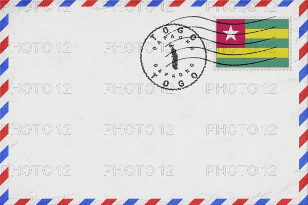 Togo Dapaong Vintage Air Mail Envelope with Flag and Postmark