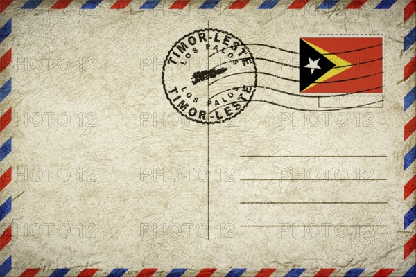 East Timor Los Palos Vintage Air Mail Envelope with Flag and Postmark