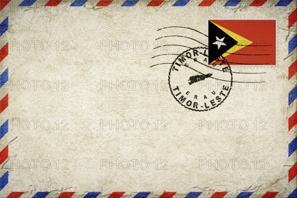East Timor Erau Vintage Air Mail Envelope with Flag and Postmark