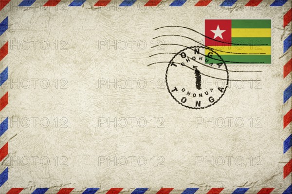Togo Ohonua Vintage Air Mail Envelope with Flag and Postmark