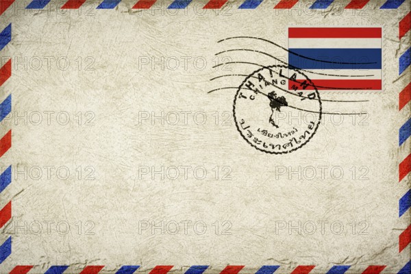 Thailand Chiang Mai Vintage Air Mail Envelope with Flag and Postmark