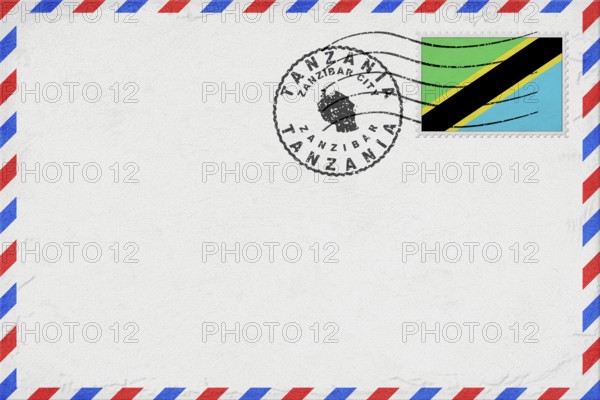 Tanzania Zanzibar City Vintage Air Mail Envelope with Flag and Postmark