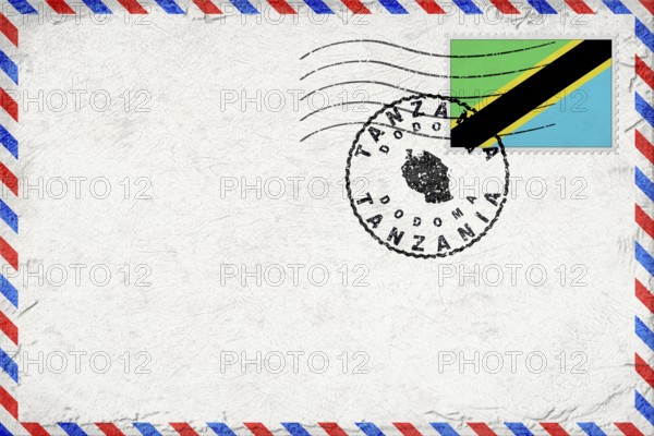 Tanzania Dodoma Vintage Air Mail Envelope with Flag and Postmark