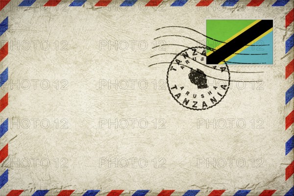 Tanzania Arusha Vintage Air Mail Envelope with Flag and Postmark