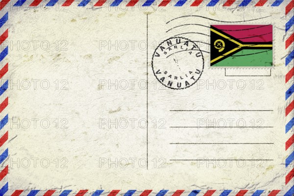Vanuatu Sarlia Vintage Air Mail Envelope with Flag and Postmark