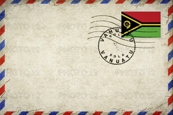 Vanuatu Sola Vintage Air Mail Envelope with Flag and Postmark
