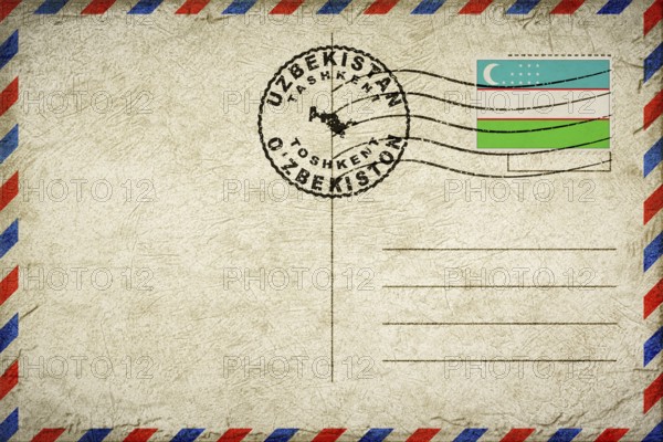Uzbekistan Tashkent Vintage Air Mail Envelope with Flag and Postmark