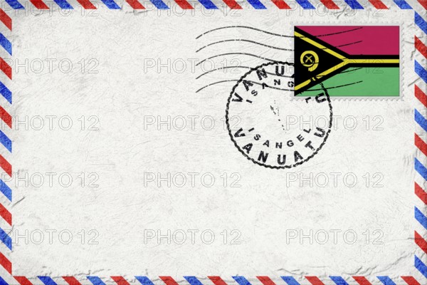 Vanuatu Isangel Vintage Air Mail Envelope with Flag and Postmark