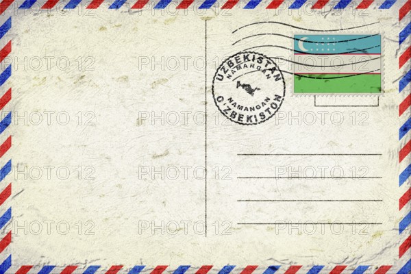 Uzbekistan Namangan Vintage Air Mail Envelope with Flag and Postmark