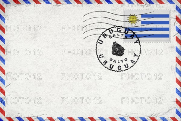 Uruguay Salto Vintage Air Mail Envelope with Flag and Postmark