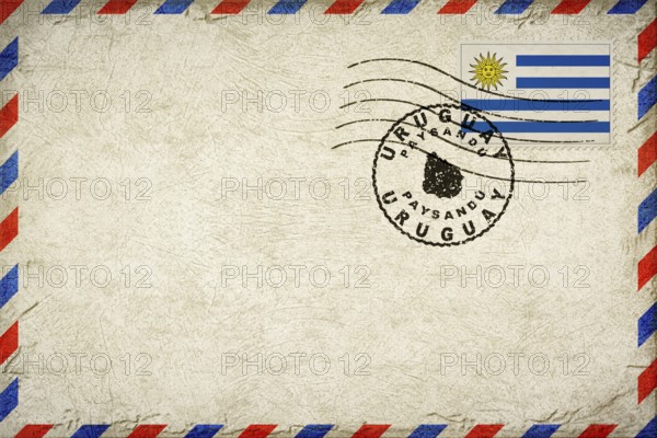 Uruguay Paysandu Vintage Air Mail Envelope with Flag and Postmark