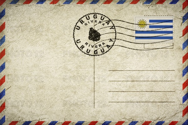Uruguay Rivera Vintage Air Mail Envelope with Flag and Postmark