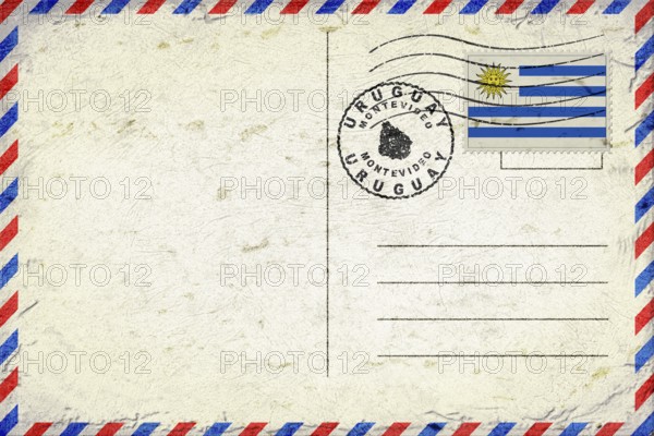 Uruguay Montevideo Vintage Air Mail Envelope with Flag and Postmark