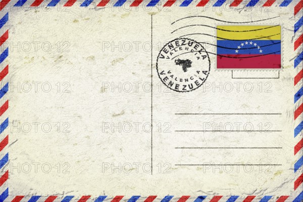 Venezuela Valencia Vintage Air Mail Envelope with Flag and Postmark