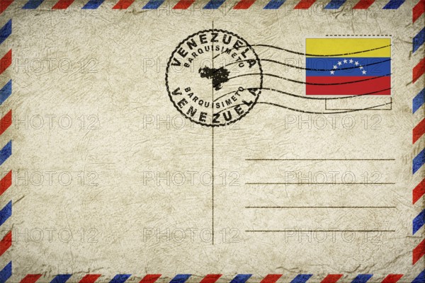 Venezuela Barquisimeto Vintage Air Mail Envelope with Flag and Postmark