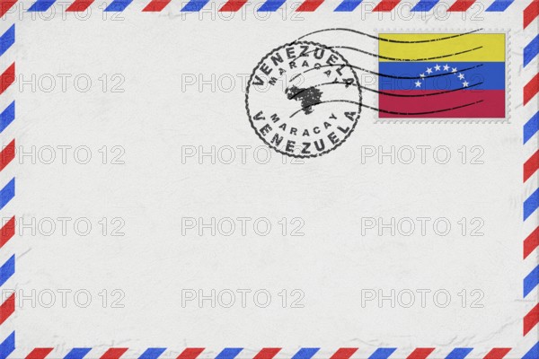 Venezuela Maracay Vintage Air Mail Envelope with Flag and Postmark