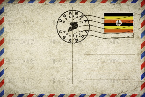 Uganda Mbarara Vintage Air Mail Envelope with Flag and Postmark
