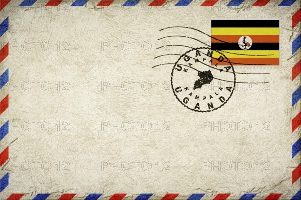 Uganda Kampala Vintage Air Mail Envelope with Flag and Postmark