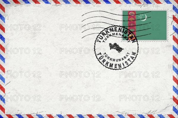 Turkmenistan Turkmenabat Vintage Air Mail Envelope with Flag and Postmark