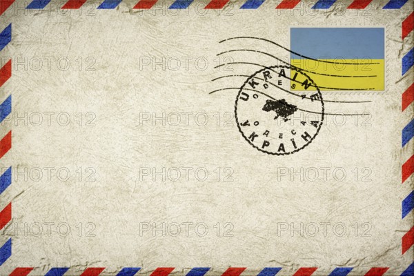 Ukraine Odesa Vintage Air Mail Envelope with Flag and Postmark