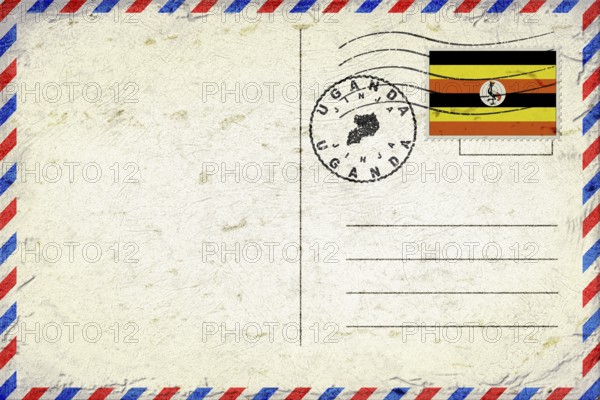 Uganda Jinja Vintage Air Mail Envelope with Flag and Postmark