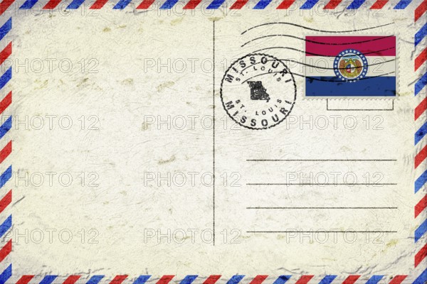 Missouri St Louis Vintage Air Mail Envelope with Flag and Postmark