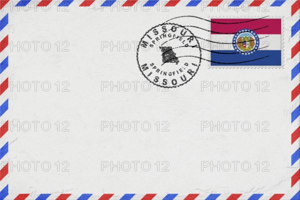 Missouri Springfield Vintage Air Mail Envelope with Flag and Postmark