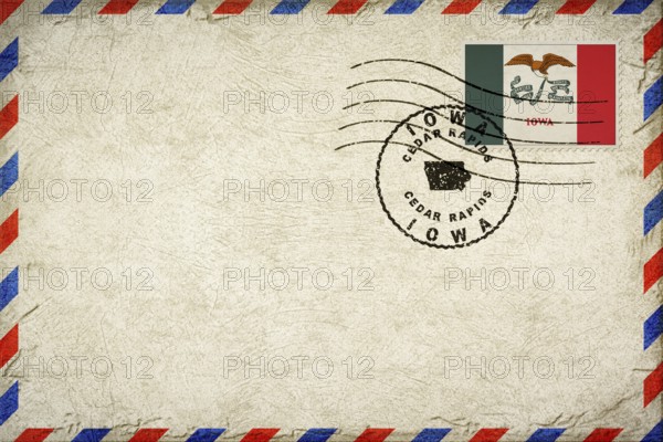 Iowa Cedar Rapids Vintage Air Mail Envelope with Flag and Postmark