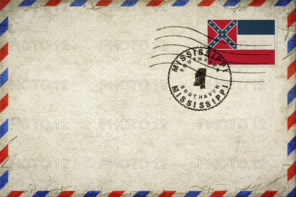 Mississippi Southaven Vintage Air Mail Envelope with Flag and Postmark