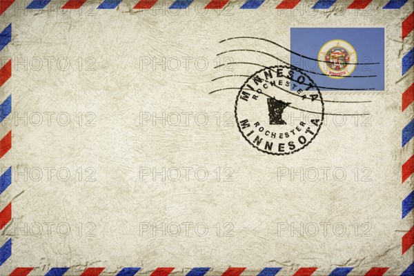 Minnesota Rochester Vintage Air Mail Envelope with Flag and Postmark