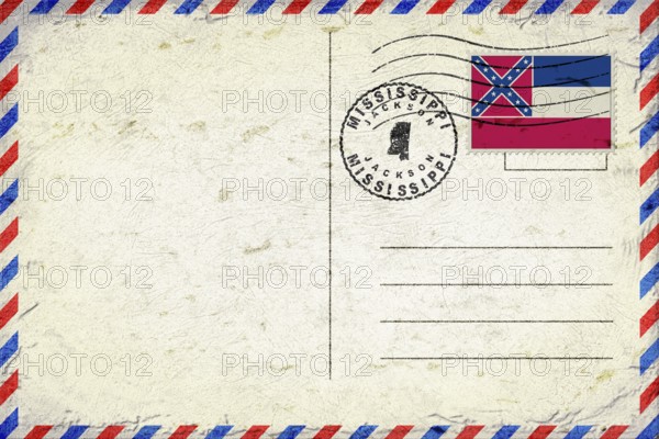 Mississippi Jackson Vintage Air Mail Envelope with Flag and Postmark