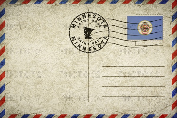 Minnesota Saint Paul Vintage Air Mail Envelope with Flag and Postmark