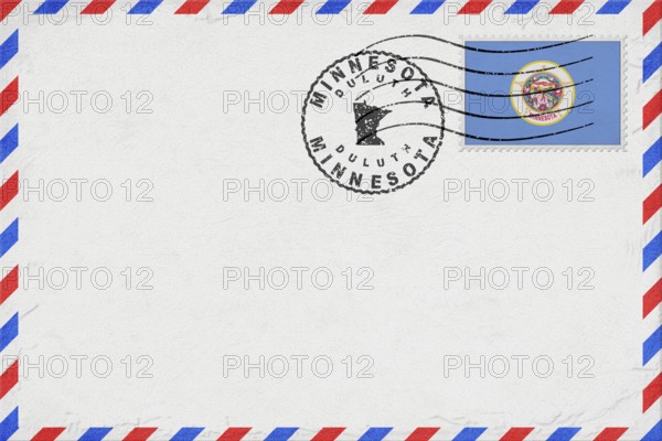 Minnesota Duluth Vintage Air Mail Envelope with Flag and Postmark