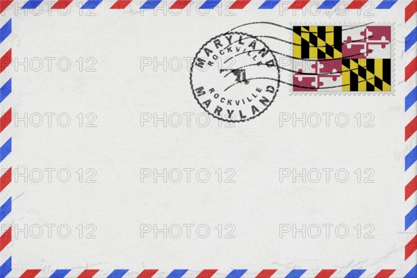 Maryland Rockville Vintage Air Mail Envelope with Flag and Postmark
